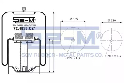 Баллон пневматической рессоры SEM LASTIK 72.4838.C21