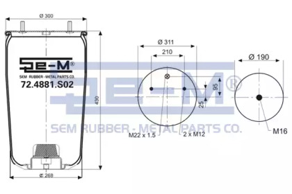 Баллон пневматической рессоры SEM LASTIK 72.4881.S02