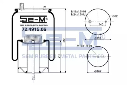 Баллон пневматической рессоры SEM LASTIK 72.4915.C06
