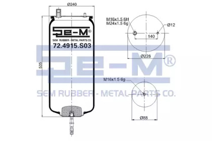 Баллон пневматической рессоры SEM LASTIK 72.4915.S03