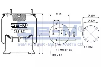 Баллон пневматической рессоры SEM LASTIK 72.811.C