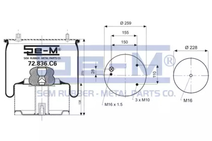 Баллон пневматической рессоры SEM LASTIK 72.836.C6