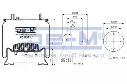 Баллон пневматической рессоры SEM LASTIK 72.901.C