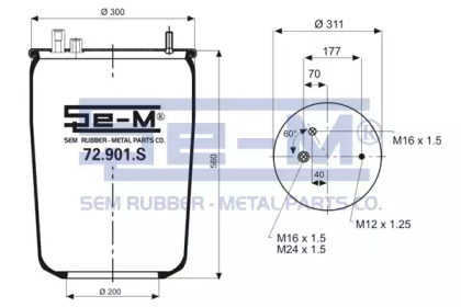 Баллон пневматической рессоры SEM LASTIK 72.901.S