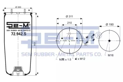 Баллон пневматической рессоры SEM LASTIK 72.942.S