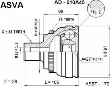 Шарнирный комплект ASVA AD-010A45