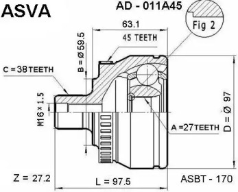 Шарнирный комплект ASVA AD-011A45