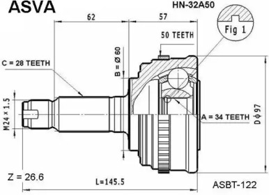 Шарнирный комплект ASVA HN-32A50