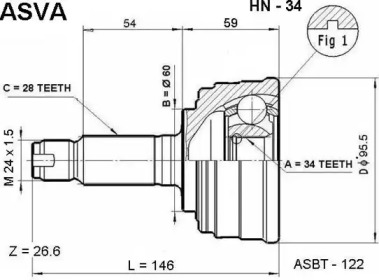 Шарнирный комплект ASVA HN-34