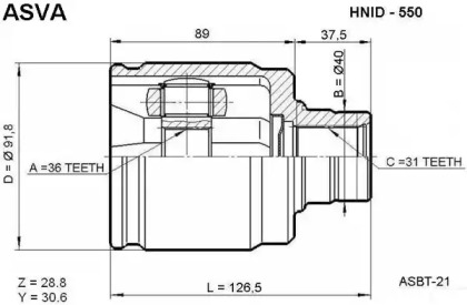 Шарнирный комплект ASVA HNID-550