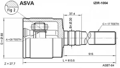 Шарнирный комплект, приводной вал ASVA ISIR-1004