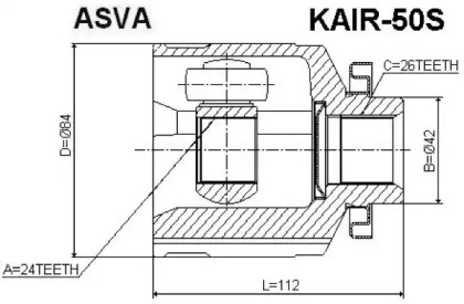 Шарнирный комплект ASVA KAIR-50S