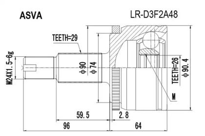 Шарнирный комплект ASVA LR-D3F2A48