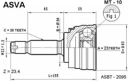 Шарнирный комплект ASVA MT-10