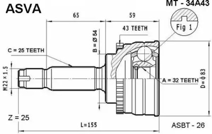 Шарнирный комплект ASVA MT-34A43