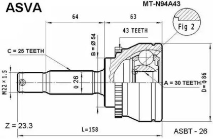 Шарнирный комплект ASVA MT-N94A43