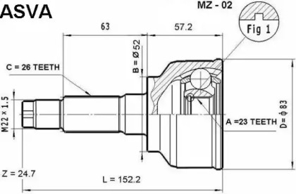 Шарнирный комплект ASVA MZ-02