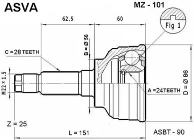 Шарнирный комплект ASVA MZ-101