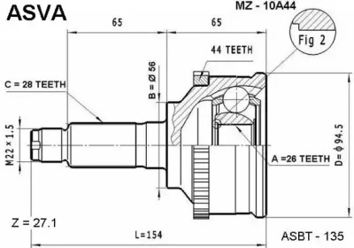 Шарнирный комплект ASVA MZ-10A44