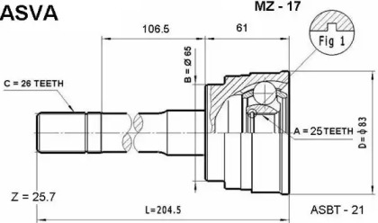 Шарнирный комплект ASVA MZ-17