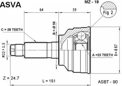 Шарнирный комплект ASVA MZ-18