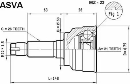 Шарнирный комплект ASVA MZ-23