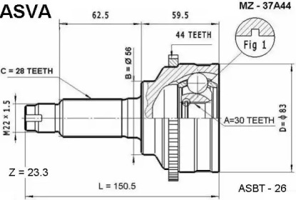 Шарнирный комплект ASVA MZ-37A44