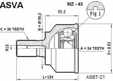 Шарнирный комплект ASVA MZ-43