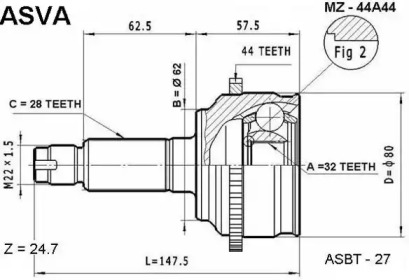 Шарнирный комплект ASVA MZ-44A44