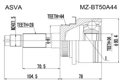 Шарнирный комплект ASVA MZ-BT50A44