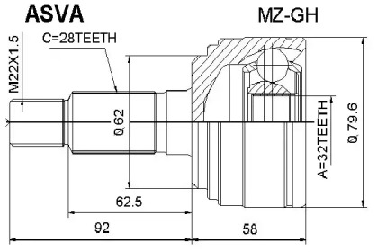 Шарнирный комплект ASVA MZ-GH