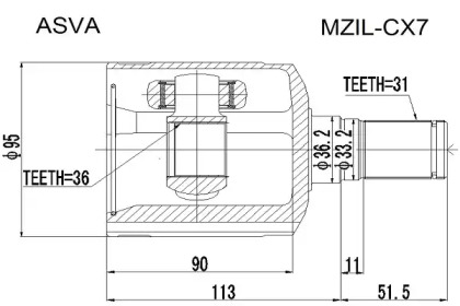 Шарнирный комплект ASVA MZIL-CX7