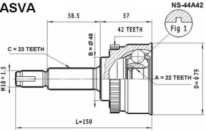 Шарнирный комплект ASVA NS-44A42