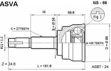 Шарнирный комплект ASVA NS-66