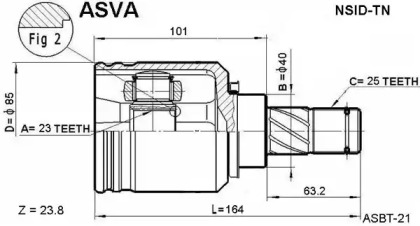 Шарнирный комплект, приводной вал ASVA NSID-TN