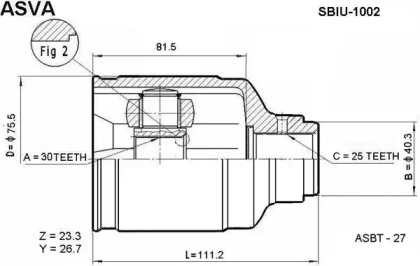 Шарнирный комплект ASVA SBIU-1002