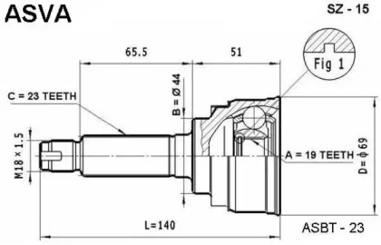 Шарнирный комплект ASVA SZ-15