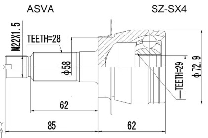 Шарнирный комплект ASVA SZ-SX4