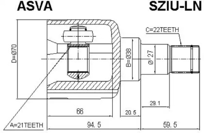 Шарнирный комплект, приводной вал ASVA SZIU-LN