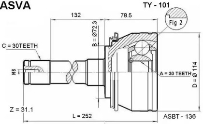 Шарнирный комплект ASVA TY-101