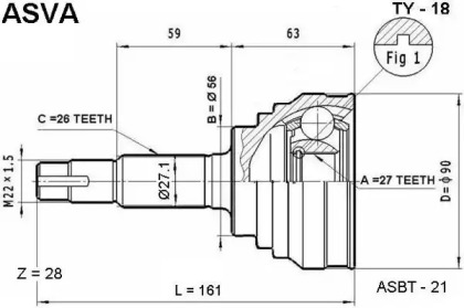 Шарнирный комплект ASVA TY-18