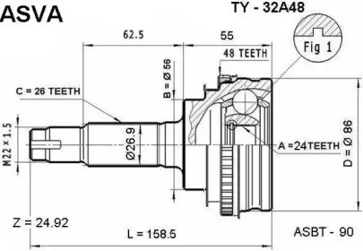 Шарнирный комплект ASVA TY-32A48