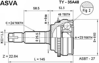 Шарнирный комплект ASVA TY-35A48