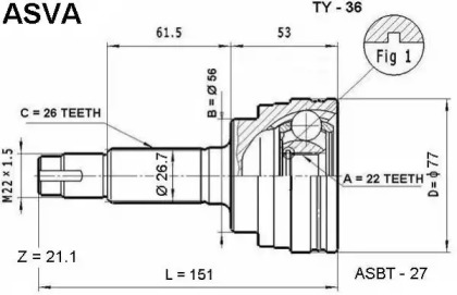 Шарнирный комплект ASVA TY-36