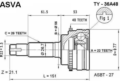 Шарнирный комплект ASVA TY-36A48