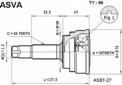 Шарнирный комплект ASVA TY-68