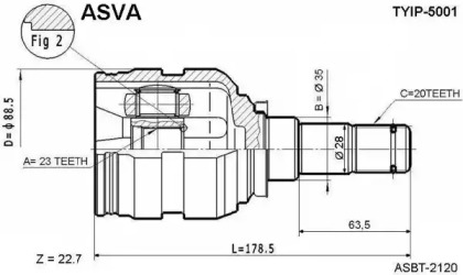 Шарнирный комплект, приводной вал ASVA TYIP-5001