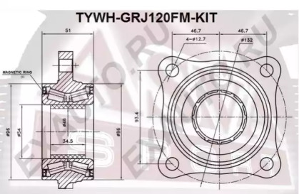 Ступица колеса ASVA TYWH-GRJ120FM-KIT