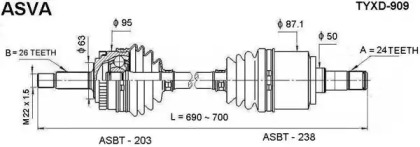 Вал ASVA TYXD-909