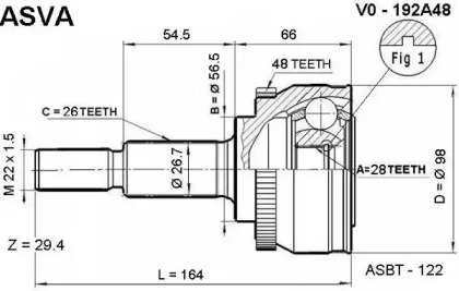 Шарнирный комплект ASVA VO-192A48